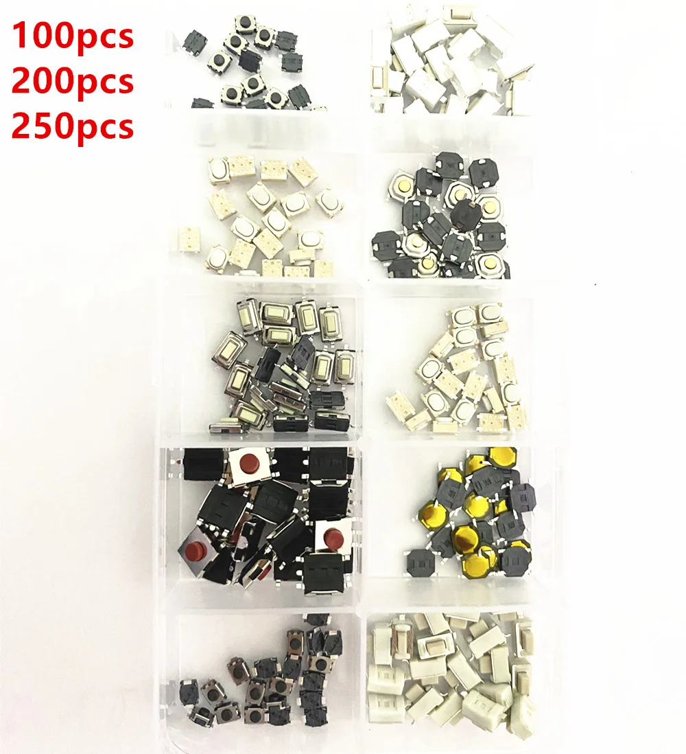 100/200/250Pcs/Set 10 Types FOR Car Keys Remote Control Keys Button Touch Microswitch Kit Tactile Push Button Switch