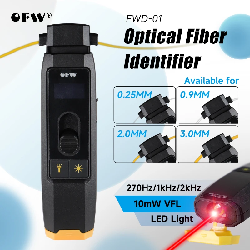 Rechargeable Fiber Optic Identifier Live Fiber Optical Identifier FWD-01 with Built in VFL 10mw and LED Visual Fault Locator