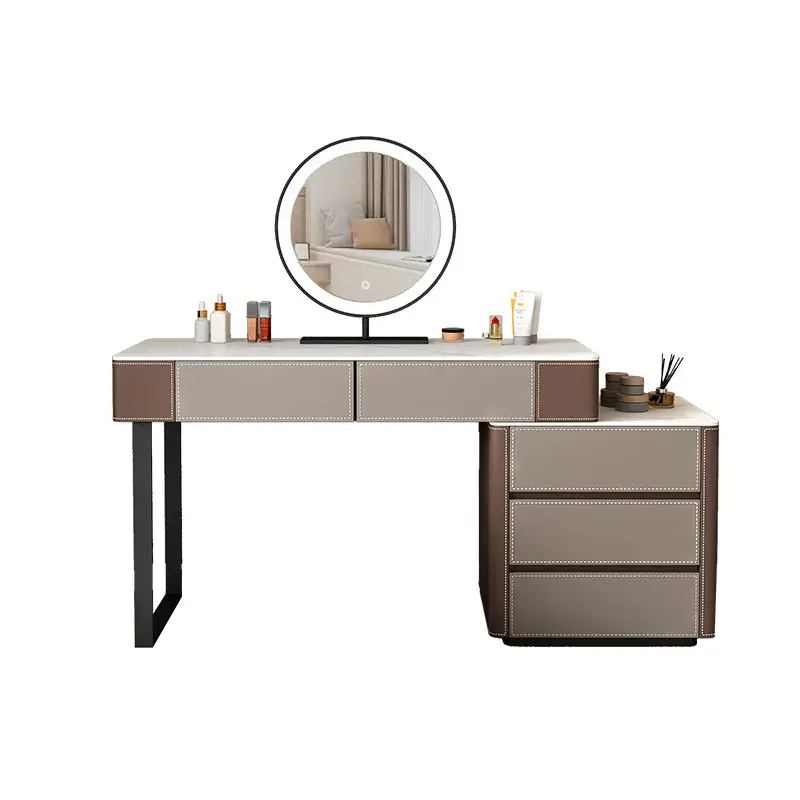 Retractable saddle skin rock slab dresser integrated bedroom solid wood makeup table
