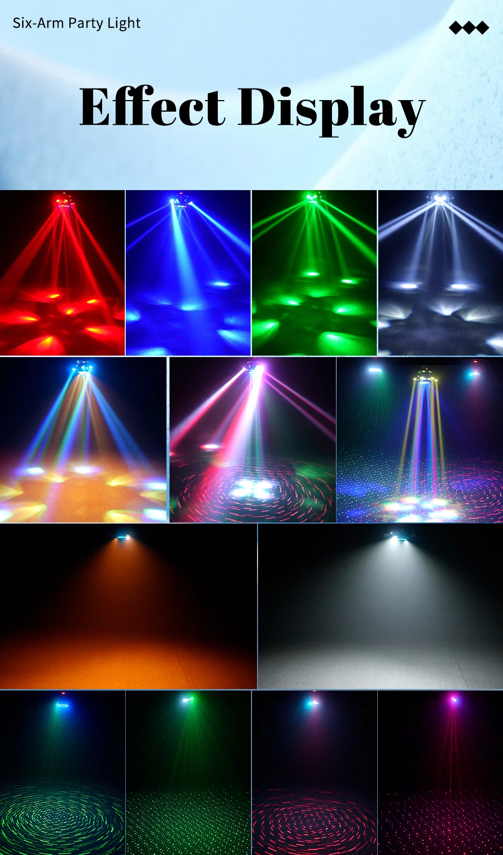 NOVALUX 160W 6-Arm Bee Eye LED Moving Head Licht RGBW Beam Strobe DMX512 Tonaktivierte Rotierende Bühnenbeleuchtung für DJ Disco Bar Party Hochzeit Nachtclub EU – Detail 6