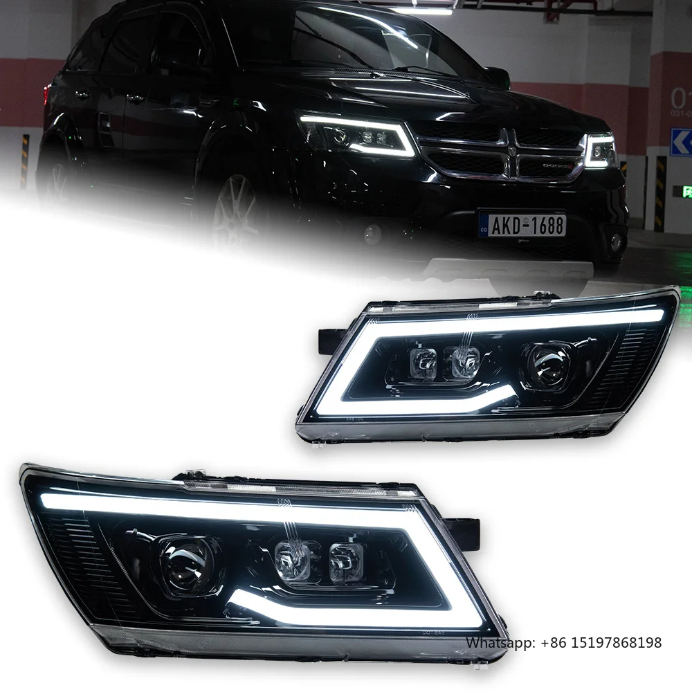 

Автомобильные фары для Dodge Journey JCUV, светодиодные фары, линзы проектора Freemont, динамический сигнал, линзы Drl, автомобильные аксессуары