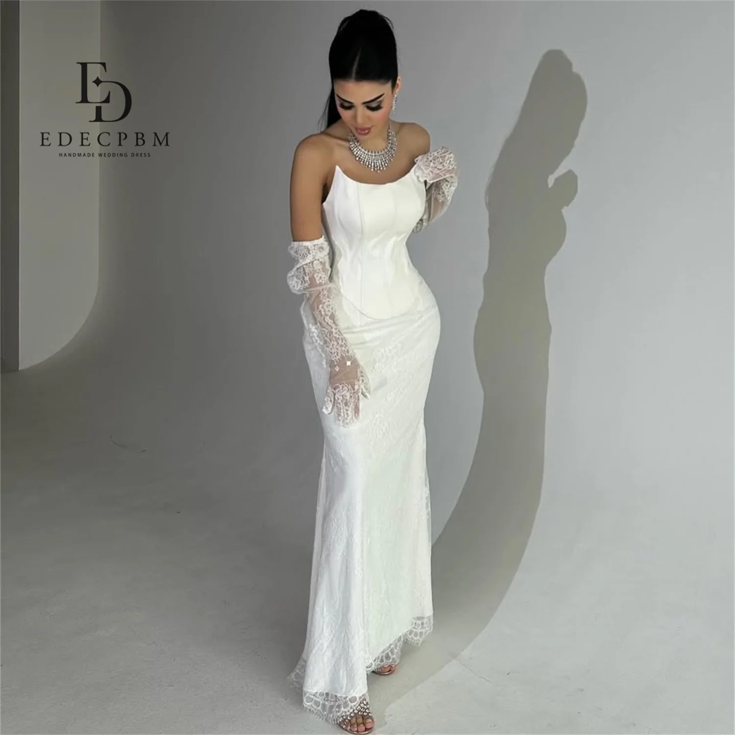 

EDECPBM Vestidos De Festa Dresses Gala Prom Dresses 2025 Woman Customized Ivory White Women's Prom Dress Lace فساتين سهرة Party