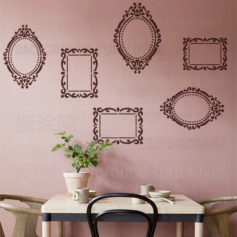 

52cm - 105cm Stencil Wall For Plaster Decor Painting Putty Template To Paint Furniture Vintage Frame Retro Baroque Rococo S344