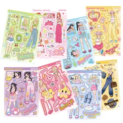 8PCS Dress Up Stickers for Girls Make Your Own Outfit Sticker Decoration Fashion Craft Party Favors Mix Decal Pack Holiday Gifts