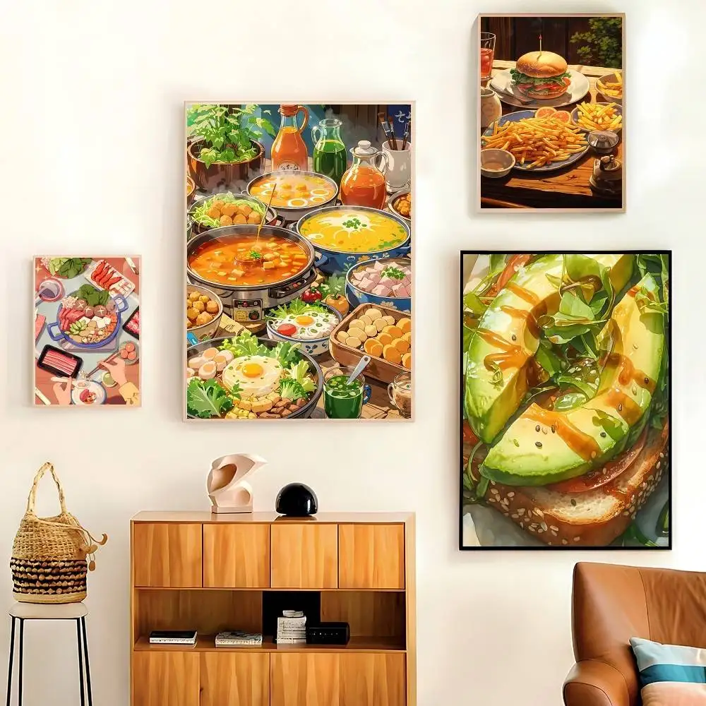 Studio Ghibli Treats Japanese Food Canvas Hippie Poster HD Quality Art Retro Posters For Home Room Wall Decor Kawaii Room Decor