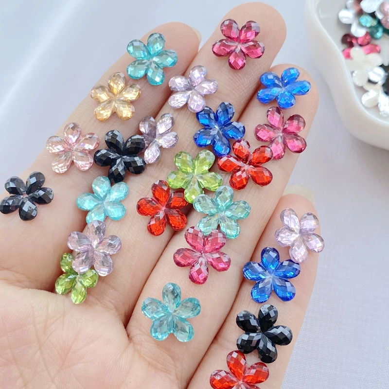 100Pcs New Mixed Nail Art Resin Cartoon Shining Flower Petals Designer Charms Rhinestones DIY Craft For Nail 3D Decorations