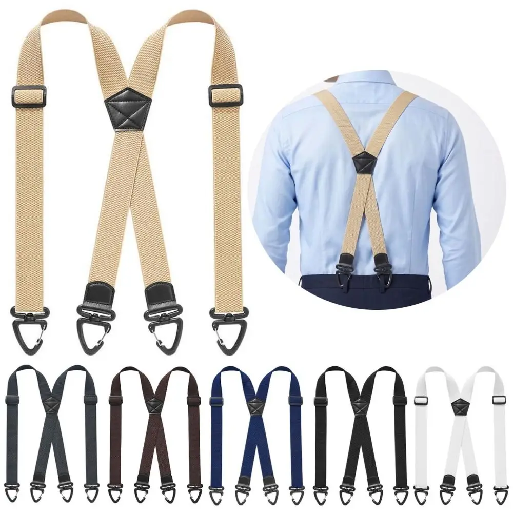 Heavy Duty Work Suspenders 3.8cm Wide with 3/4 Rotatable Gripper Clasps Elastic Pants Braces Elegant Y-Type X-Type