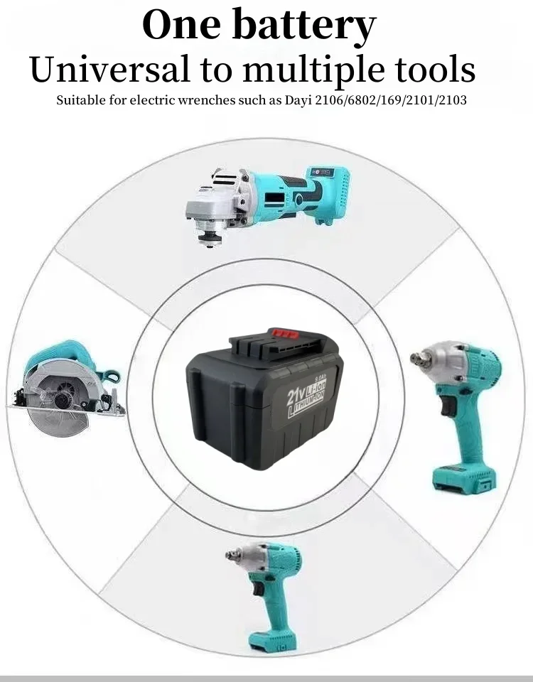 بطارية ليثيوم جديدة 2026 21 فولت قابلة لإعادة الشحن للأدوات الكهربائية، تستخدم للمفاتيح الكهربائية Dayi، لقم الثقب، مناشير السلسلة، إلخ #6