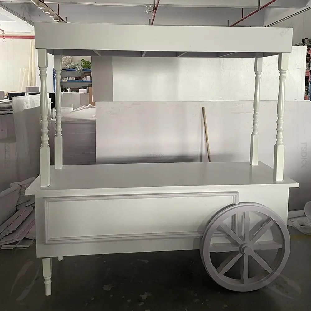 FSDKX Factory Direct Sale Wedding Candy Display Cart With Wheels Children Display Racks Party Decor PVC Cake Cart