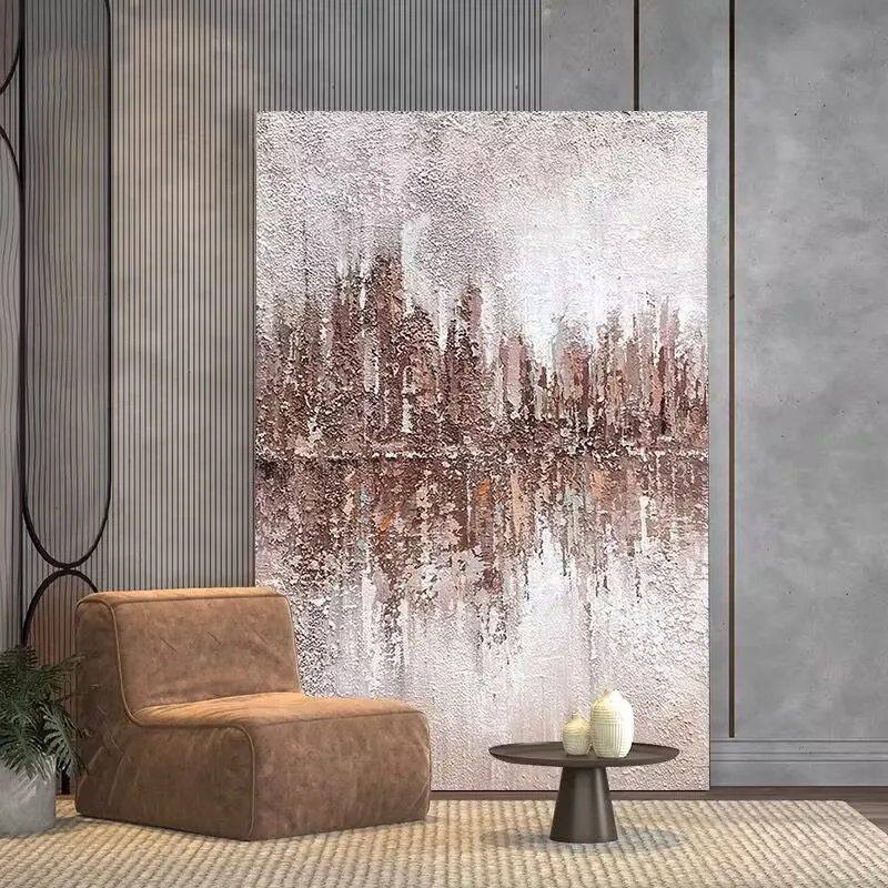 Nordic Abstract Art Architectural Inverted Image Acrylic Texture Hanging Painting,Hand Drawn Oil Painting On Canvas,Hotel Murals