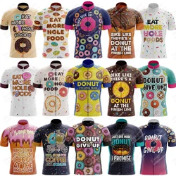 Donut Give Up Cycling Jersey for Men Short Sleeve Reflective MTB Maillot Downhill Pro Team Mountain Bicycle Clothing Summer New