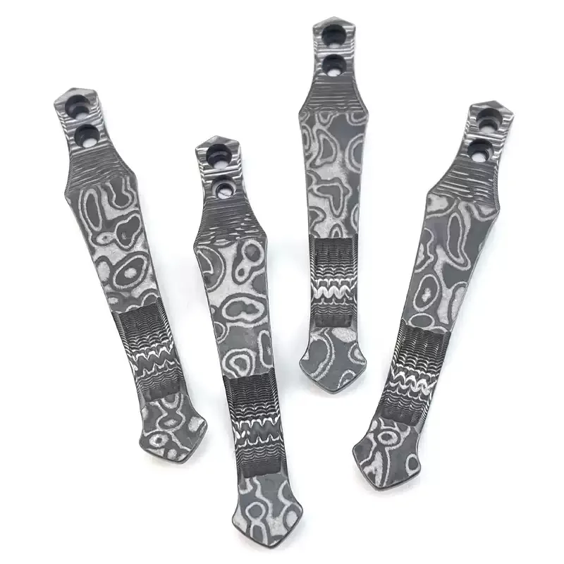 Damascus Steel and Titanium Pocket Clip for Rick Hinderer XM18 XM24 with 2 Screws