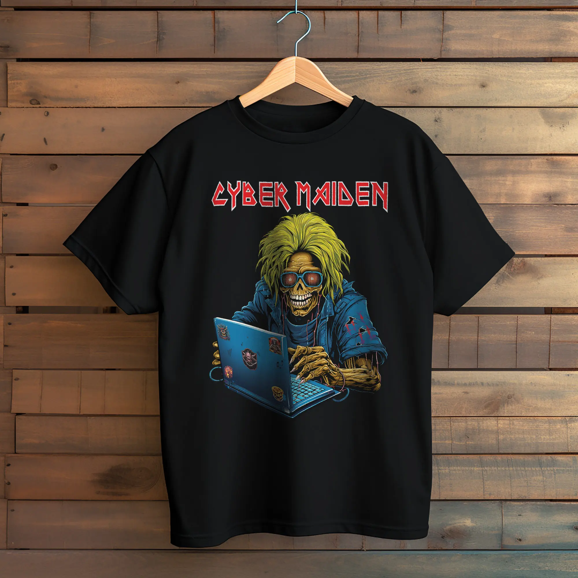 Cyber Maiden T-shirt Heavy Metal Parody Tee Funny Programmer