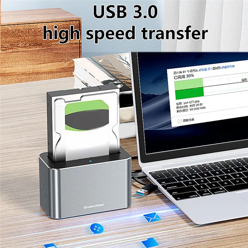 BLUEENDLESS SAS naar USB 3.0 harde schijf dockingstation 5Gbps snelle adapter, ondersteunt 20TB voor 2,5/3,5 inch SATA/SAS US PLUG