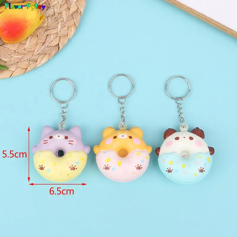 Donut Vent Pendant PU Slow Rebound Animal Decompression Vent Toy Sponge Pendant Keychain Squishy Stress Reliever Toys Random