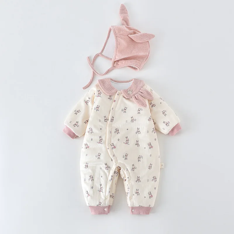 Autumn Baby Girls Rompers Thicken Warm Toddler Girls Jumpsuits Cotton Padded Infant rompers