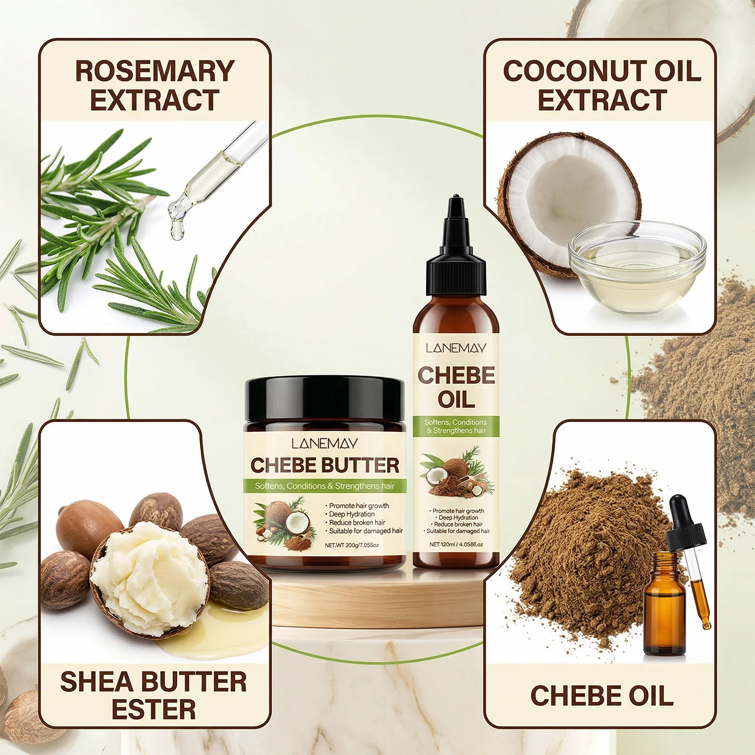 Chebe Butter & Oil Set – Natural Hair Treatment for Growth & Strength Transform dry, damaged hair with this Chebe Butter.