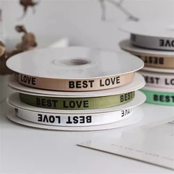 New 10mm Spiral Letter English Polyester Ribbon Diy Flower Bouquet Packaging Bow Ribbon Headband Accessories Decoration