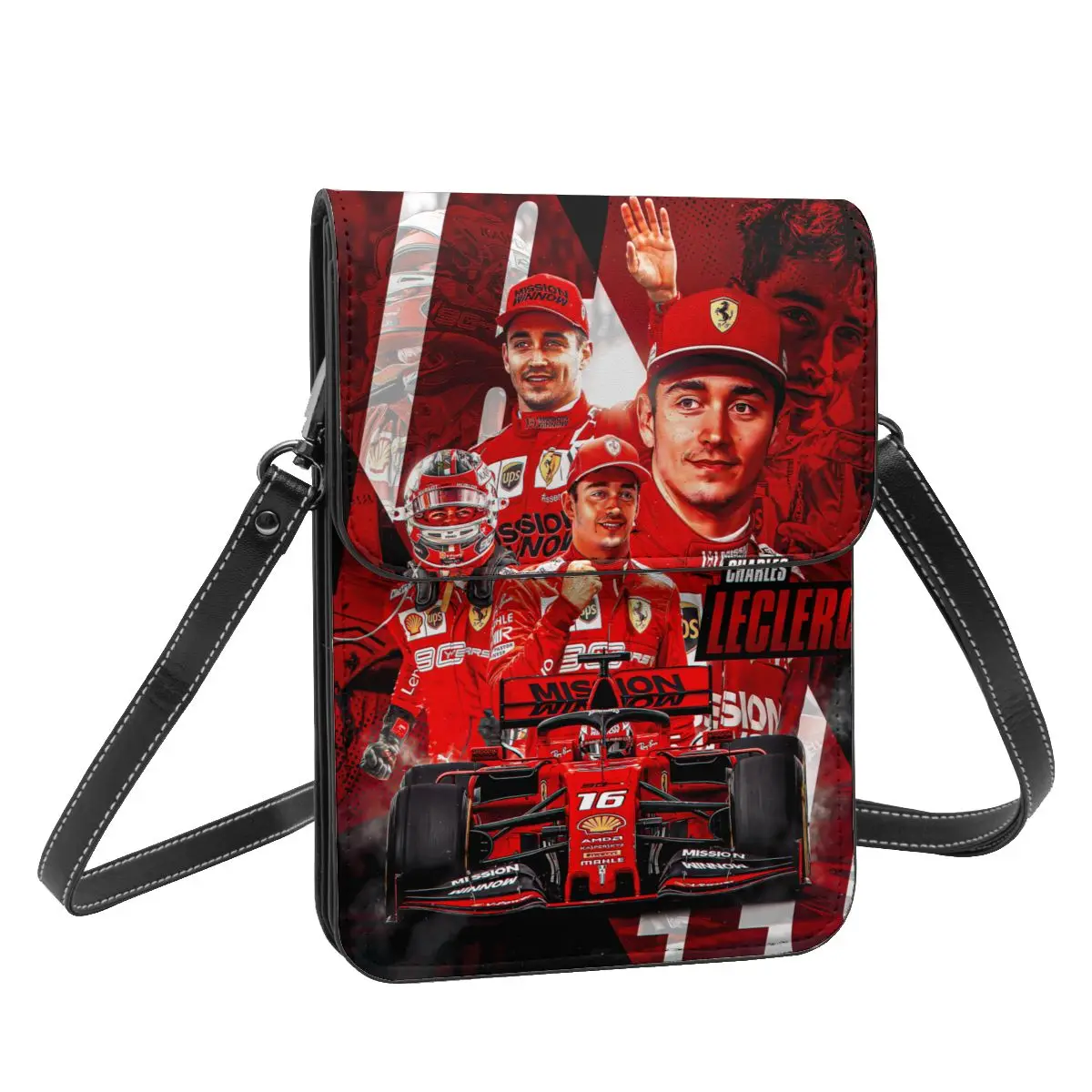 Charles Leclerc 16 Crossbody Portemonnee Mobiele Telefoon Tas Schoudertas Mobiele Telefoon Tas Verstelbare Riem