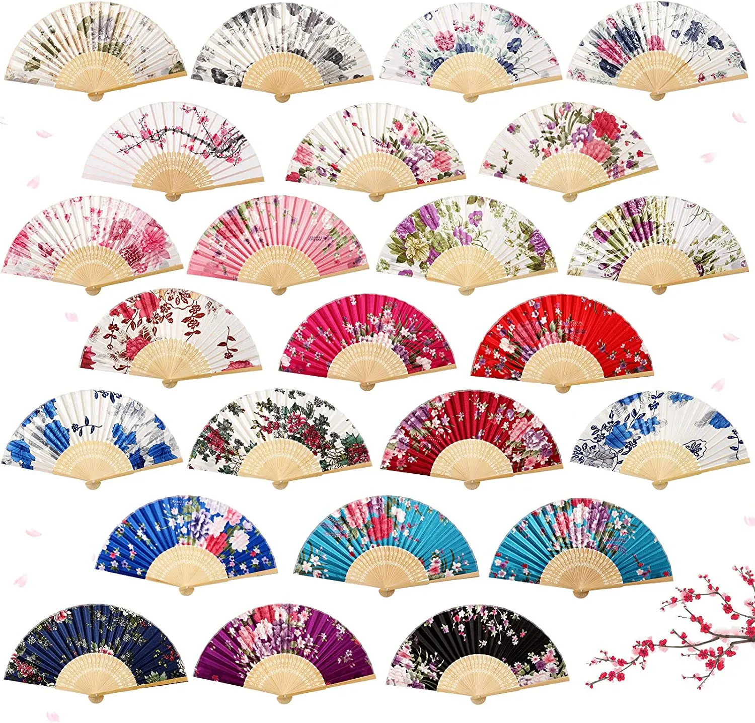 

100Pcs Japanese Silk Ladies Folding Hand Fan,Personalized Wedding Favor For Guests,Custom Bridal Shower Gifts With Organza Bag