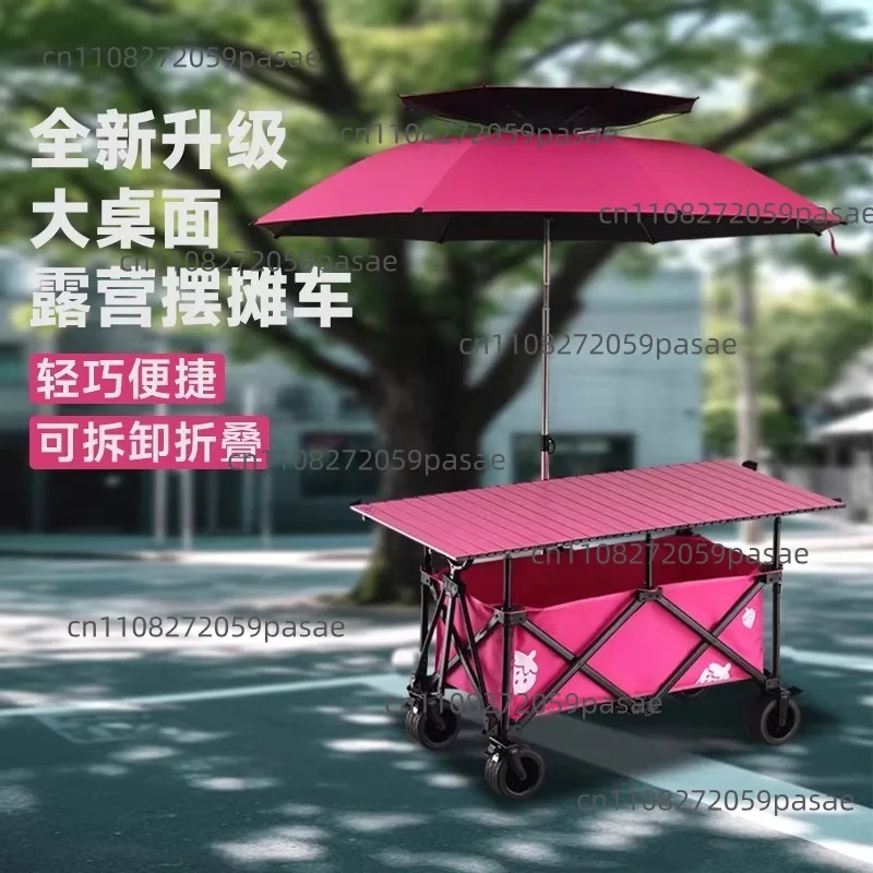 Large Folding Market Cart with Canopy,liftable Folding Cart with Large Shading