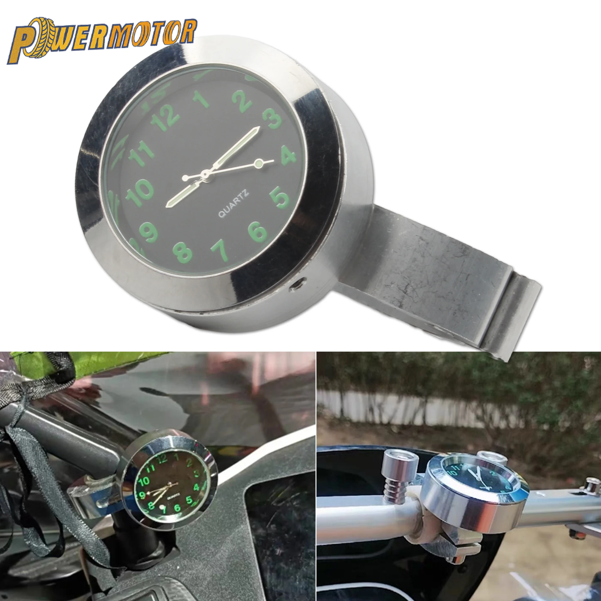 Wasserdichte Tachometer-Uhr für Motorrad, leuchtende Uhr für Roller und Fahrradlenker, Aluminiumlegierung