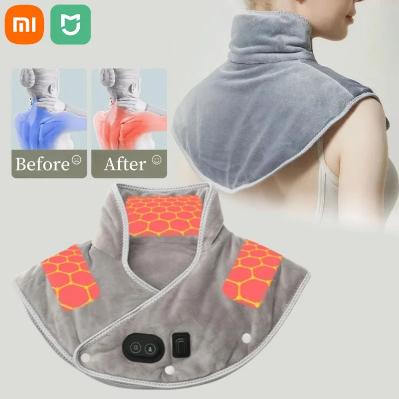 Xiaomi Electric Heating Shoulder Neck Pad Massager Usb Cervical Brace Thermal Compress Relieve Pain Fatigue Warm Back Brace Tool