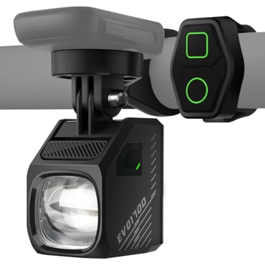 

Underneath Mounted Bike Headlight for Night Riding, EVO 1700, USB-C Rechargeable, IPX6 Waterproof, Black, High-Lumen Road Urban