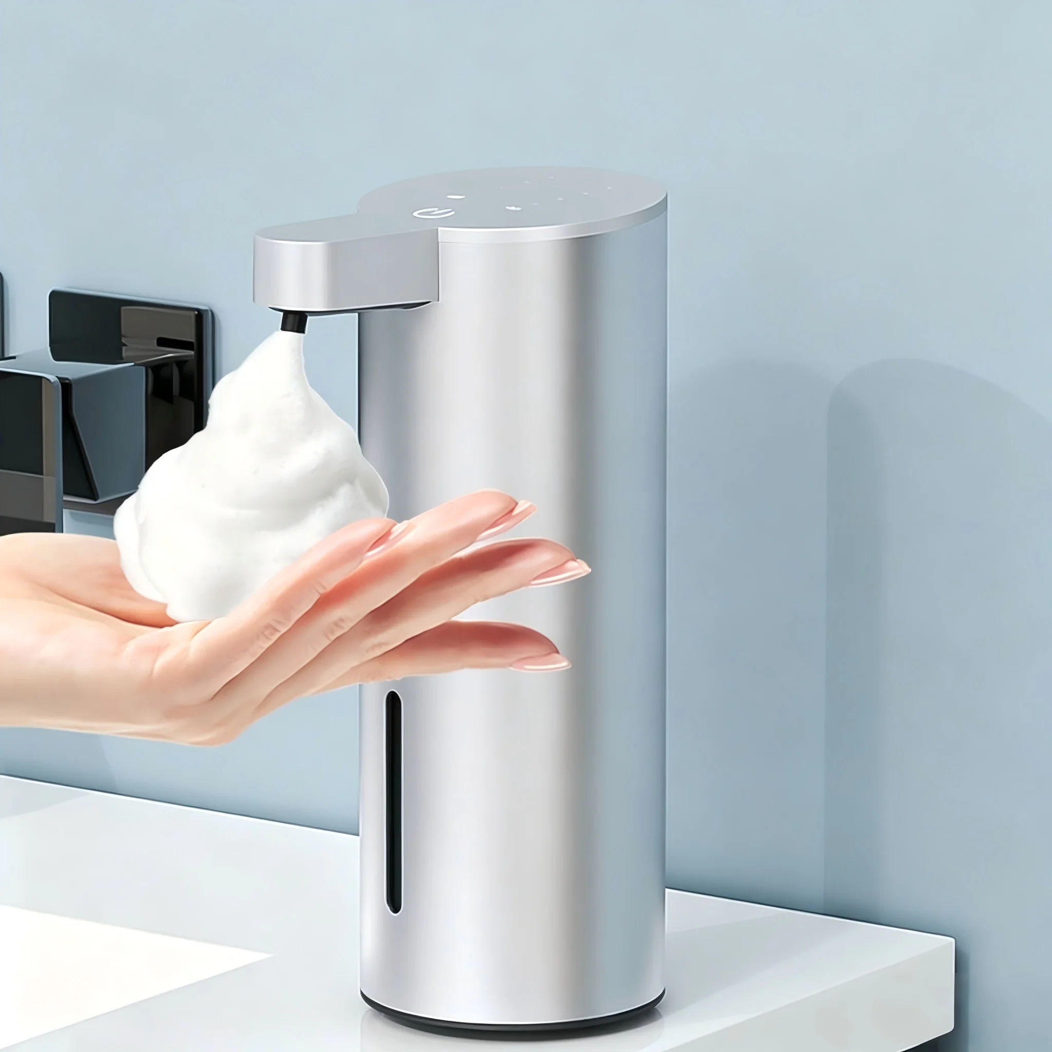 Stainless Steel Automatic Foam Soap Dispenser, Touchless Infrared Sensor Soap Machine, Wall Mount & Desktop Hand Soap Dispenser