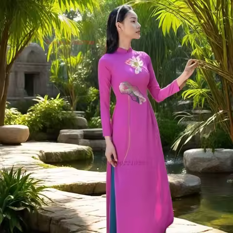 2026 vietnam ao dai vintage dress chinese cheongsam dress+pants set traditional flower print banquet evening qipao folk dress