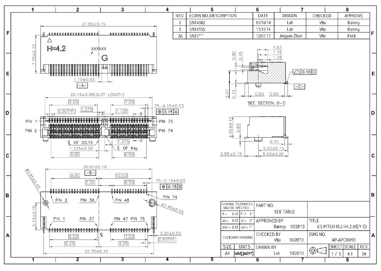 5 uds/APCI0093-P009A APCI0102-P001A interfaz M2/NGFF