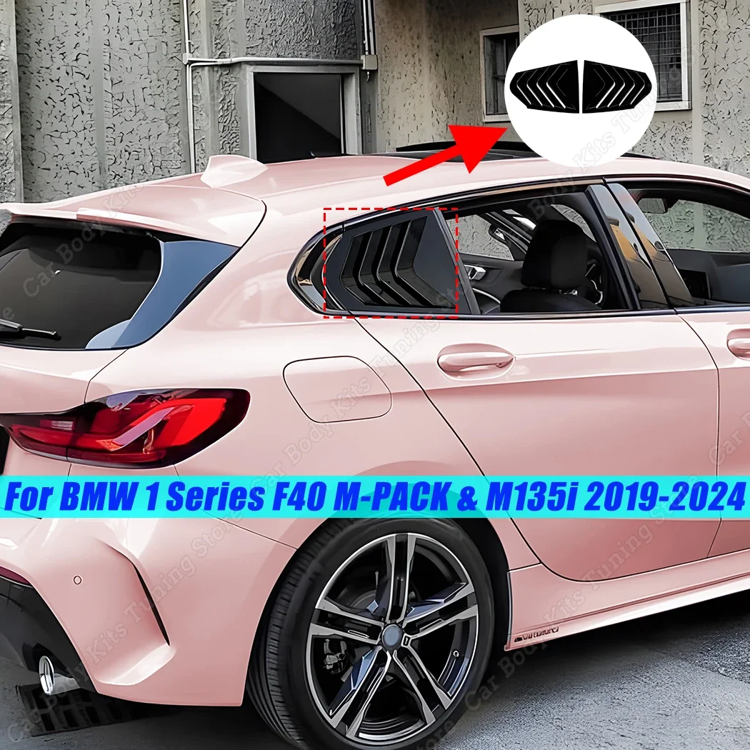 

Car Rear Windows Side Shutter Louver Cover Gloss Black Trim Exterior Accessories For BMW 1 Series F40 M-PACK & M135i 2019-2024