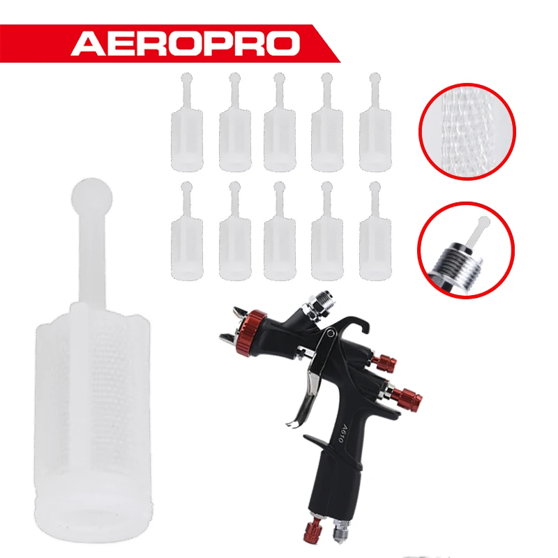 AEROPRO Gravity Type Feed Spray Gun Filters Universal Mesh White Strainer Disposable 36mm Plastic For A610 Paint Spray Gun