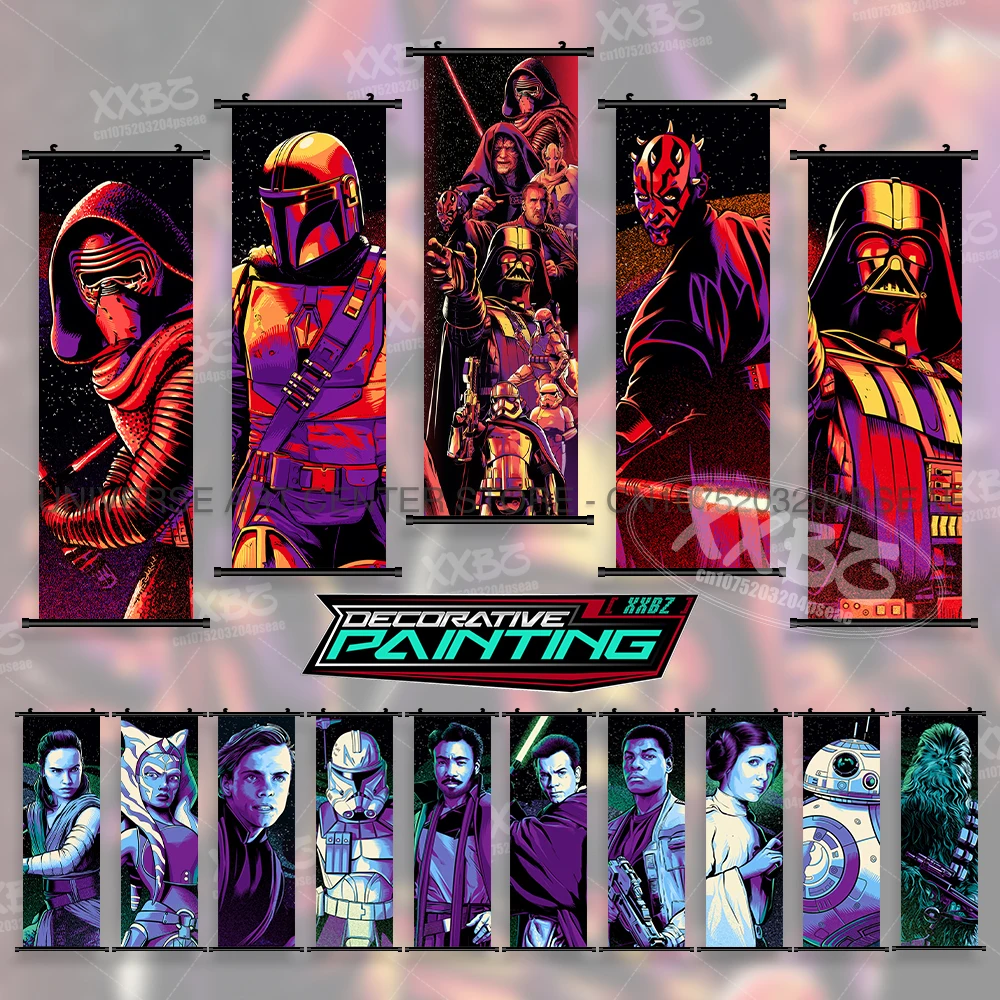 Pósteres de Star Wars The Phantom Menace Qui-Gon Jinn, pinturas colgantes, arte de pared, Anakin Skywalker, decoración del hogar, imágenes de rollos de Yoda