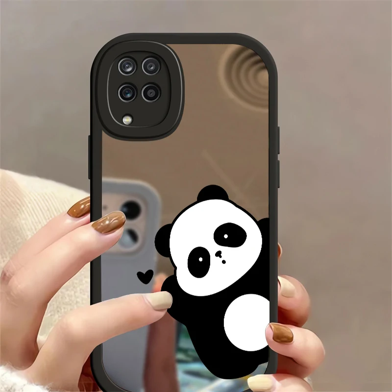 For Samsung A50 A51 Case Soft Silicone Girls Cover For Samsung Galaxy A21S A52 A12 A13 A51 A71 A70 Mirror Panda Phone Case