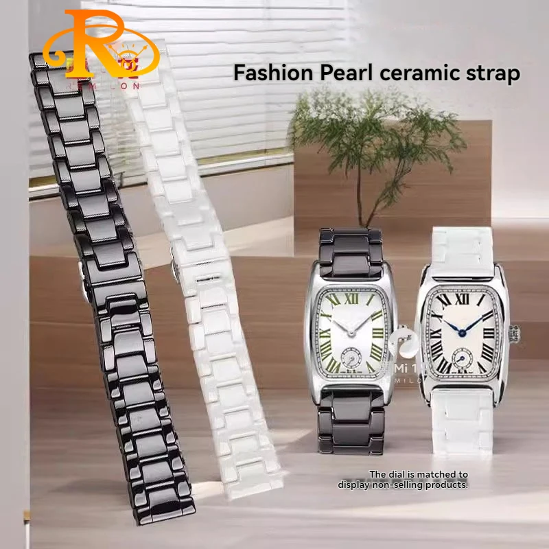 

16MM Black White Ceramic Watchband For Hamilton women's fashionable ceramic Wristband Bracelet ceramic bracelet accessories