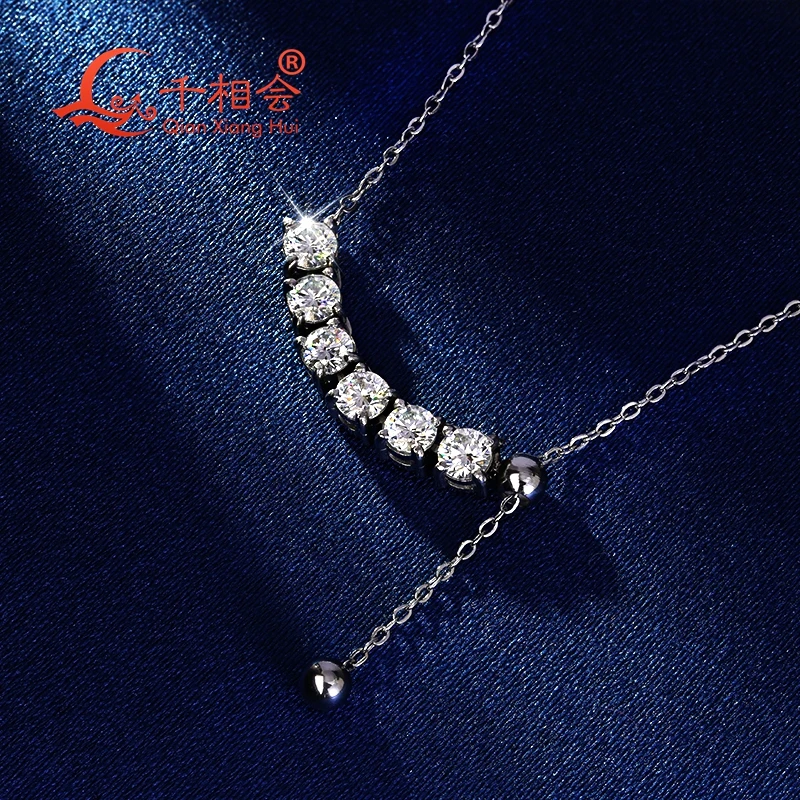 4mm adjustable 6 stones Fashion Stainless Steel silver color D white moissanite Necklace Bathing swimming  women gift jewelry