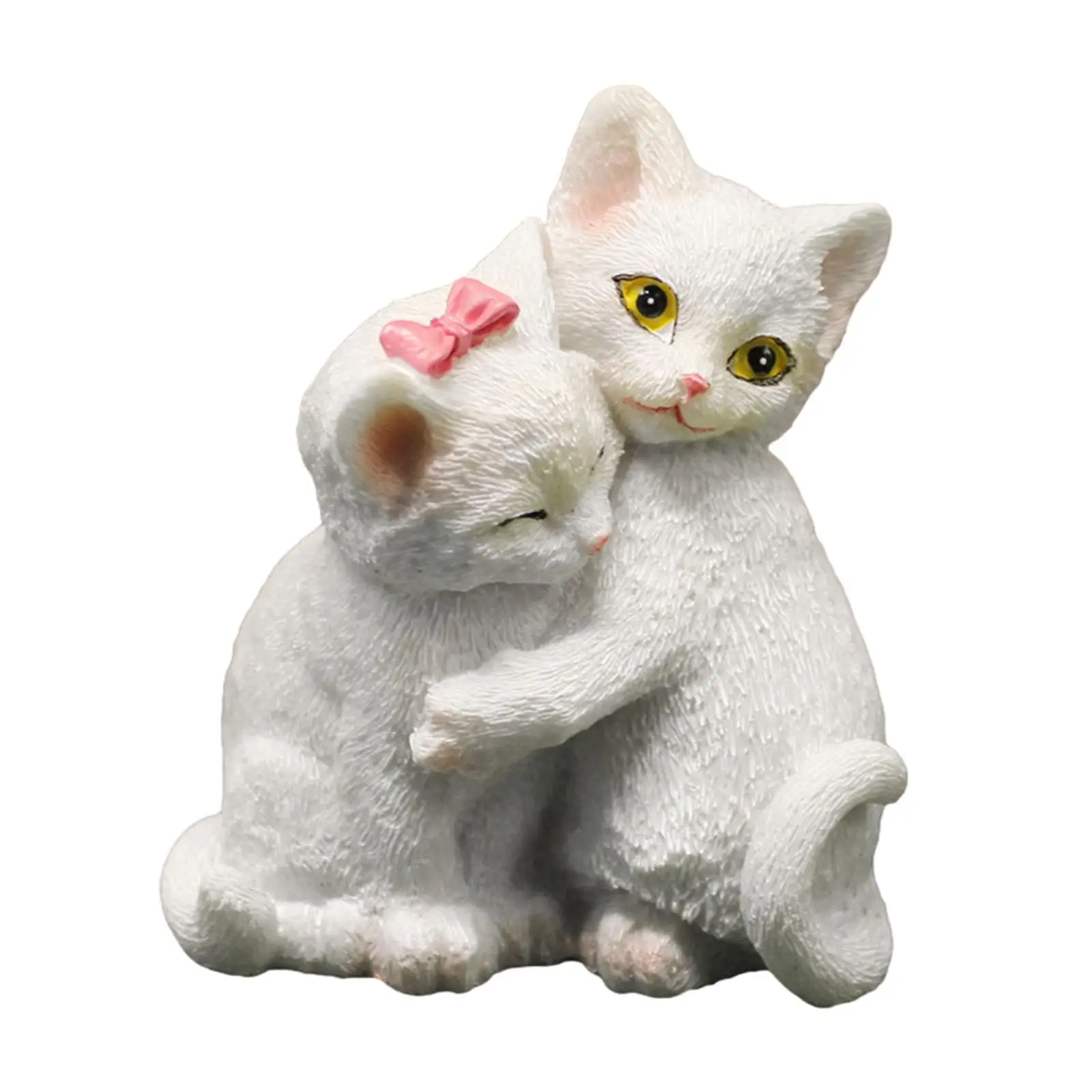 Valentine's Day Cat Ornament Minature Valentines Day Statue Decor Couple Cat Ornament for Wedding Gifts Home Desktop Decoration
