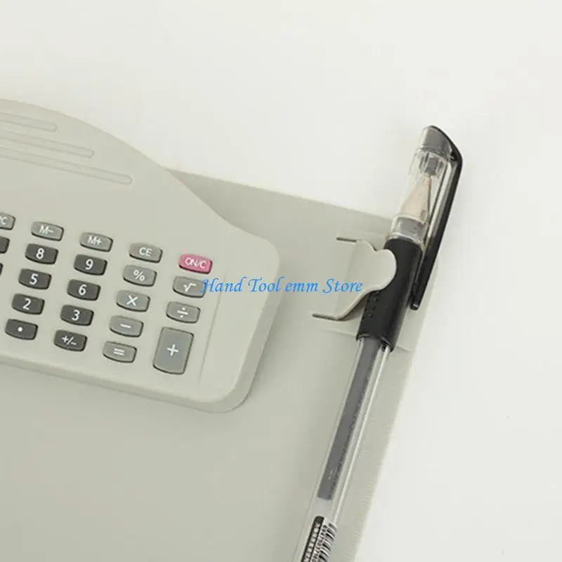 

H37F Plastic Clipboard with Calculator Writing Pad File Folders Document Holder Office Stationery Supplies