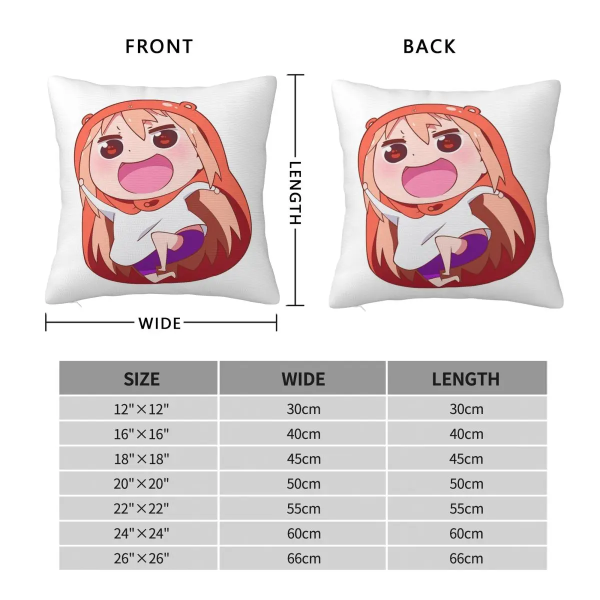 Cute Himouto Umaru Chan Anime Square Pillowcase Cushion Cover Pillow Case Throw Pillow Cover for Home Sofa Living Room