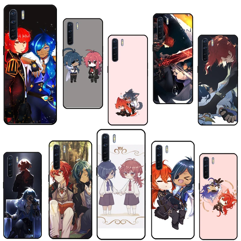 Kaeya and Diluc Genshin Impact Case For OPPO A96 A76 A16 A94 A74 A54 A77 A17 A16 A52 A72 A91 A93 A5 A9 A31 A53 A57s Cover