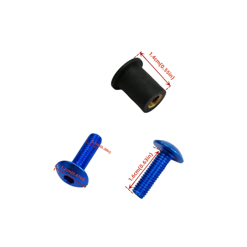 1 set Blue WindScreen Windshield Wellnuts Bolts  fitting  For Yamaha Honda Kawasaki Suzuki