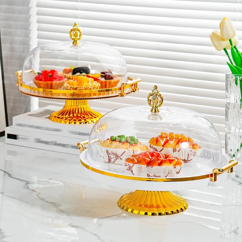 

Pedestal Cake Tray with Lid, Dessert Table Display Rack, Fruit Plate, Made of Transparent Plastic, for Buffet
