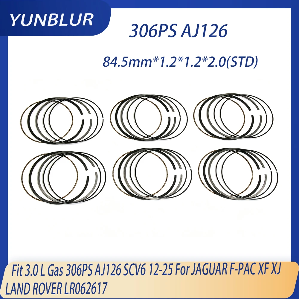 STD 6pcs 84.5mm Engine Parts Piston Rings Set Fit 3.0 L Gas 306PS AJ126 SCV6 12-25 For JAGUAR F-PAC XF XLAND ROVER LR062617