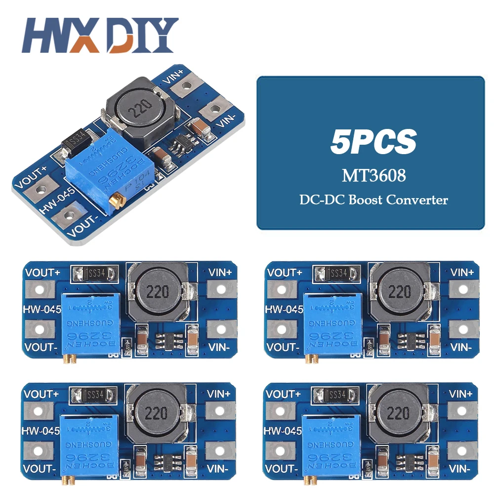 10pcs mt3608 DC-DC aufwärts wandler modul einstellbarer Booster Strom versorgungs modul Spannungs regler 2a max 2v-24v bis 5/9/12/28v