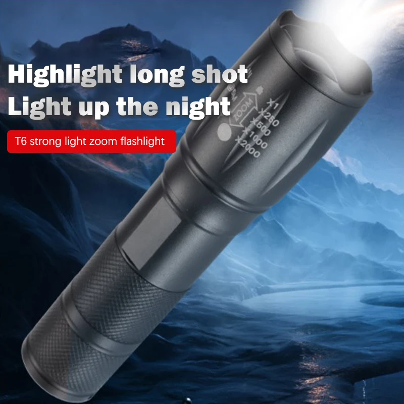 Tactical Military LED Flashlight 980000LM Zoomable 5-Mode Without Battery