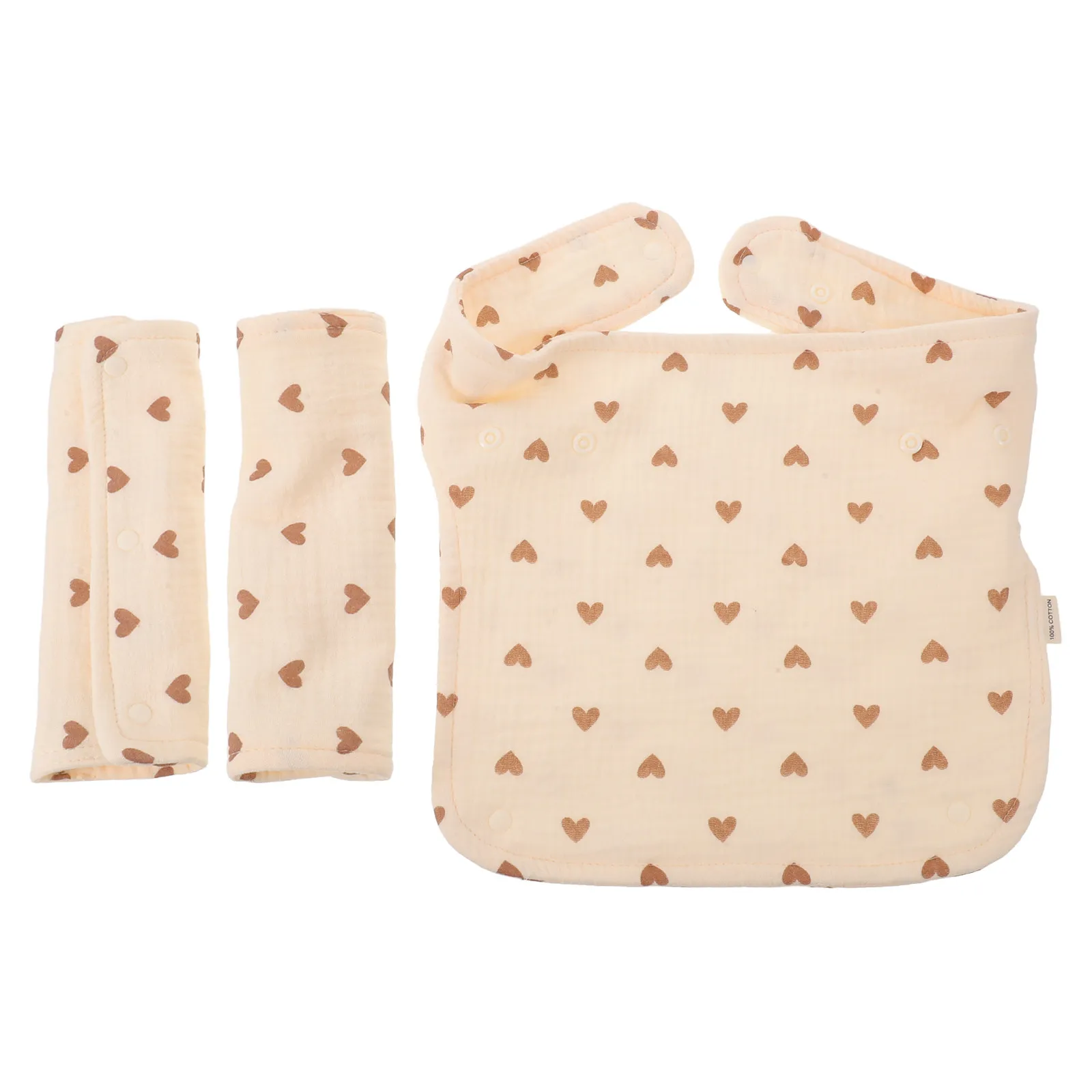 Newborn Cotton Baby Bib Heart Pattern Feeding Teething Bib Infant Boys Girls Absorbent Saliva Towel Stroller Strap Covers