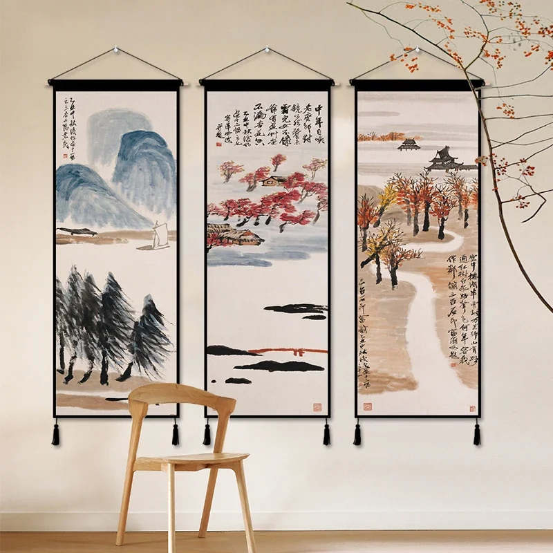 

Chinese Style Fabric Decoration Hanging Cloth Bedroom Living Room Sofa Background Wall Ink Landscape Hanging Painting