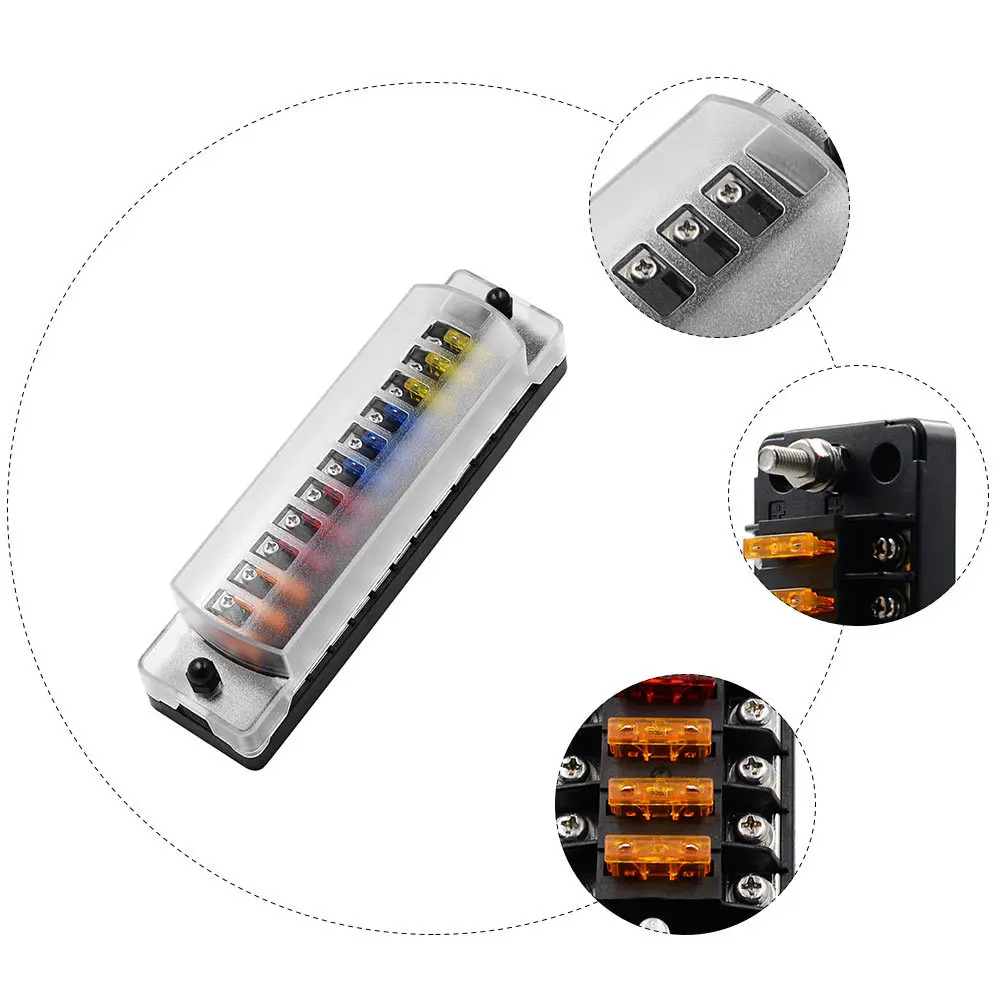 

1Pcs 12 Way Fuse Box Fuse Block with Warning Lights Protective Cover Auxiliary Power Auto Circuit Holder