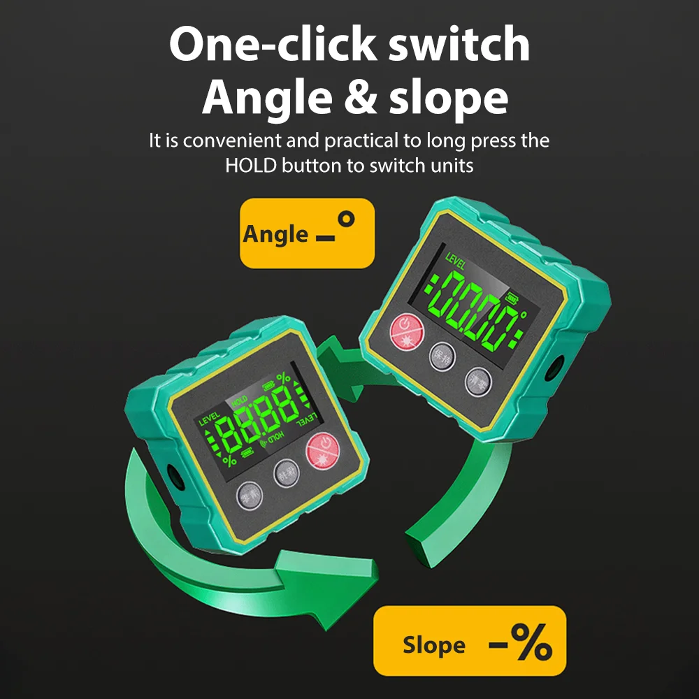 New Laser Digital Protractor Laser Level Ruler USB Chargable Inclinometer Magnetic Base Goniometer Magnet Angle Finder